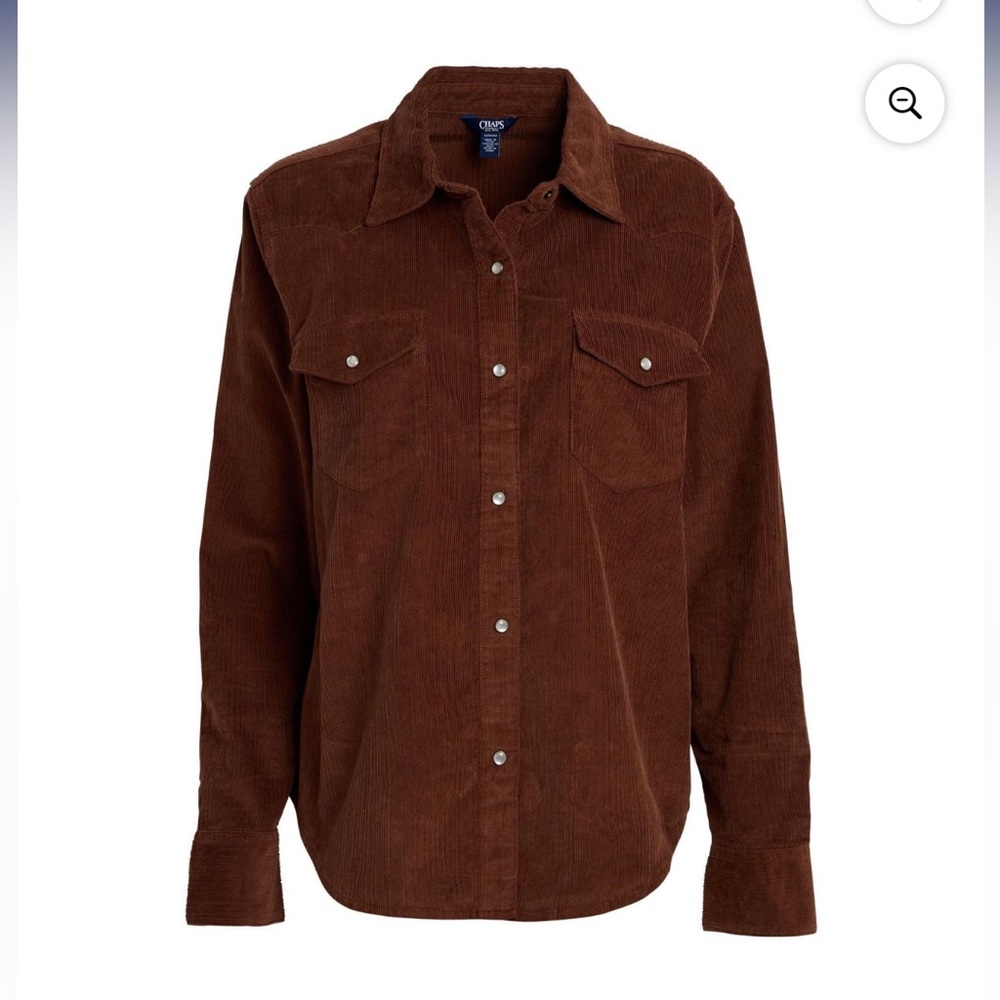 Chaps Brown Corduroy Button down Western Shirt / shacket - Medium, NWT